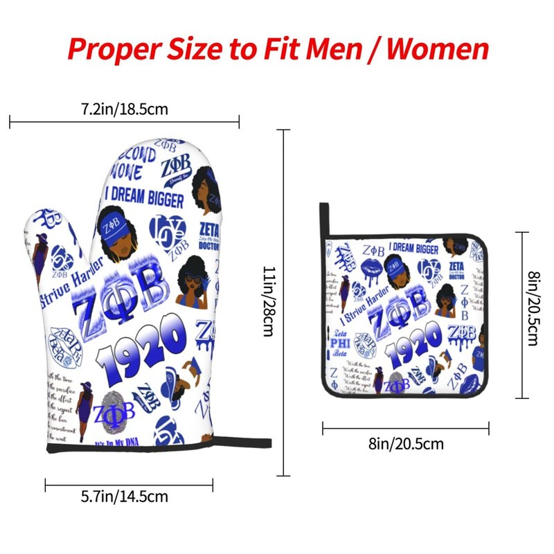 Sorority Paraphernalia Zeta Oven Mitts - 3-Piece Kitchen Accessory Set,