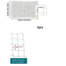 2pcs Trellis Netting，Climbing Vine Net for Fruit and Vegetable，Green Plant Support Net for Climbing Plants，for Passion Fruit，Grape，Bean and Vegetable Horticultural(2-Pack 2.95' x 5.91'Ft)