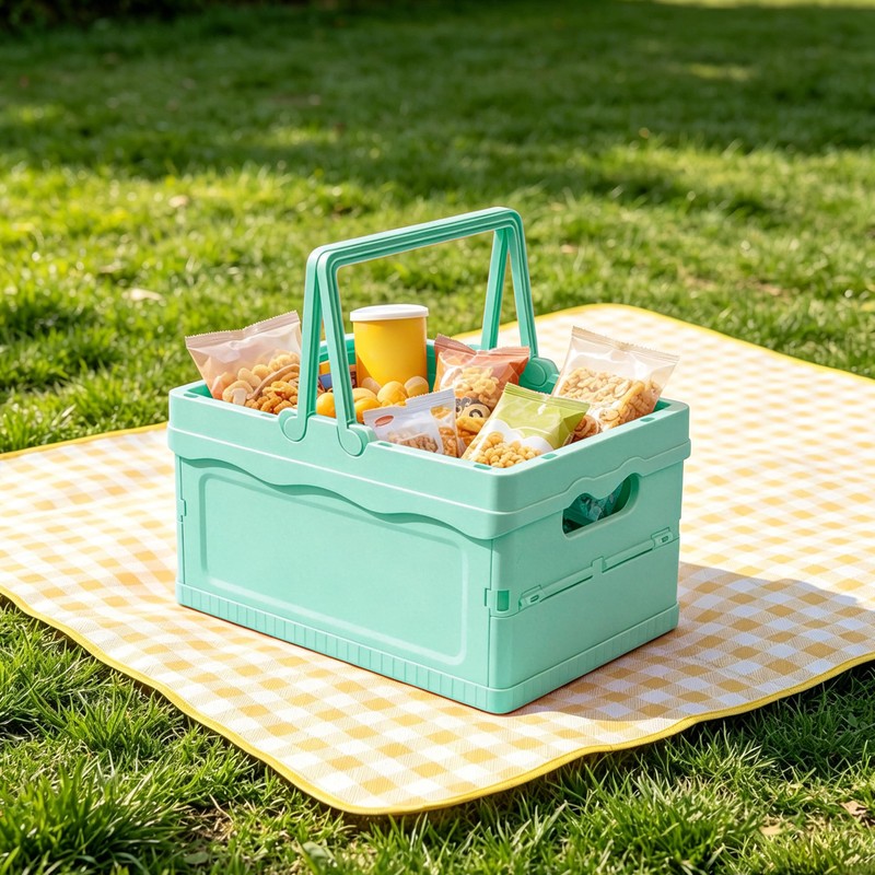 Foldable Small Plastic Baskets with Lids and Handles for Organizing,Collapsible