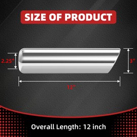 LCGP 2.25" Inlet Exhaust Tips, 2.25" Inlet x 3" Outlet x 12" Overall Length, Weld On, Polished, Universal Stainless Steel Diesel Exhaust Tailpipe, Rolled Angle Cut DT-243012RAC