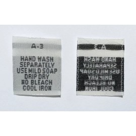 Sean Label 50 pcs WHITE WOVEN CLOTHING SEWING CLOTHING CARE LABEL - HAND WASH SEPARATELY