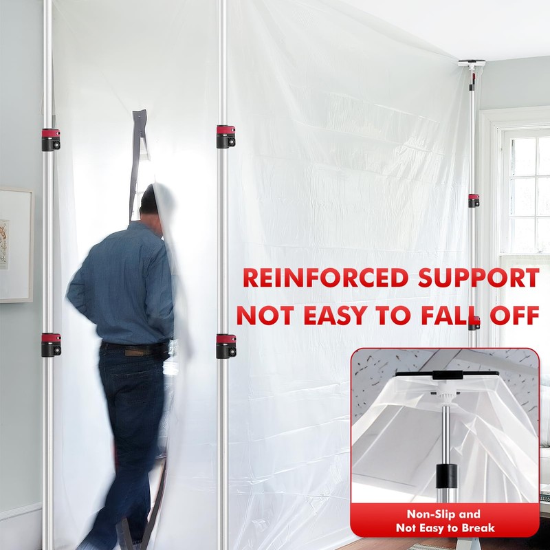 12FT Dust Barrier Poles 4 Pack withCarry Bag, Stainless Steel