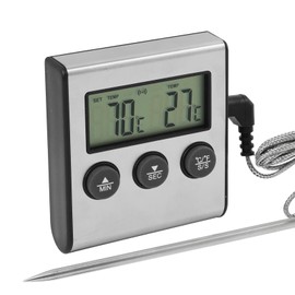 Digital Roasting Thermometer, Meat Thermometer with Timer and Temperature Alarm - Digital Food Thermometer for Barbecue, BBQ, Cooking Meat, Water, Milk and Wine