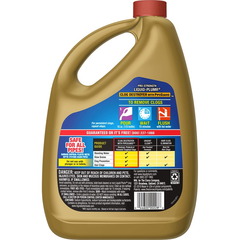 Liquid-Plumr Pro-Strength Full Clog Destroyer Plus PipeGuard (80 fl oz