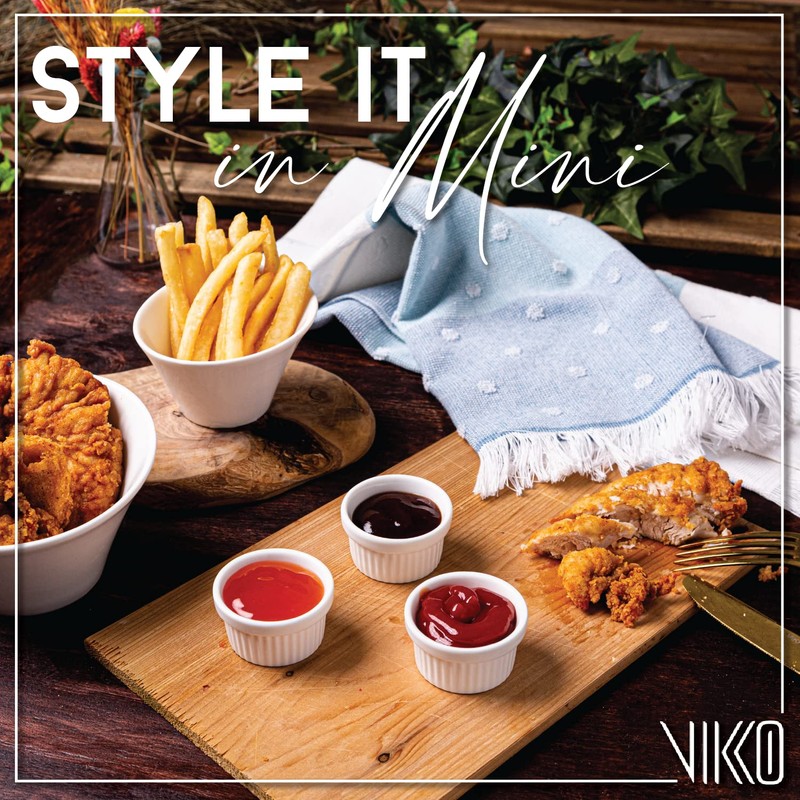 Vikko Mini White Ramekin, Pack of 12 Fine Porcelain Mini