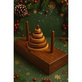 Tower of Hanoi Game Gift Wooden Puzzle Brainteaser Hanoi Tower 9 Rings Logic Games Brain Teaser Learning Intellectual Thinking Toy Premium Rosewood - Christmas Santa Gift
