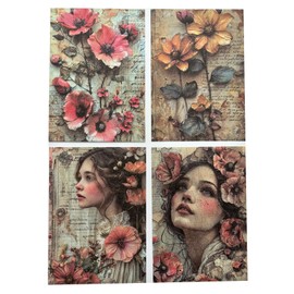 Vintage Flower Stickers - Washi Botanical Floral Stickers for Scrapbooking, Journaling, Planner & Collage - 40pcs