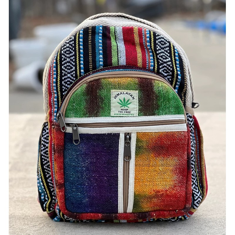 KayJayStyles Handmade Natural Hemp Nepal Backpack Purse Small Lightweight Daypack
