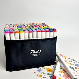 120 color alcohol marker pen, artist's painting art marker pen, double pointed marker pen suitable for adult coloring and painting supplies, perfect gift, double pointed brush marker pen