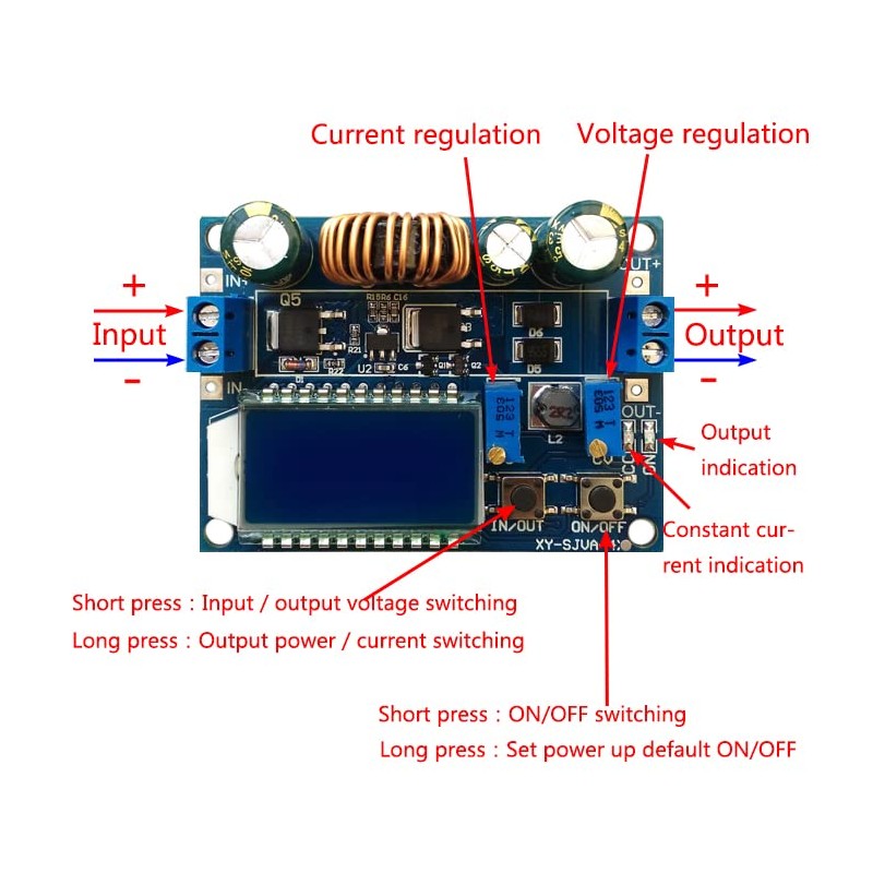 TECNOIOT 2pcs 35W DC 5.5-30V to 0.5-30V LCD Display Step