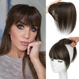 Carendia Bangs Hair Clip Human Hair Natural Black French Bangs for Women Fringe with Temples Hairpieces