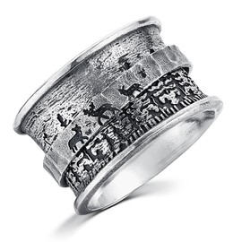 BONLAVIE Spinner Ring Women's Tree of Life/Three Bears and Pines/Three Deer and Pine Ring Silver 925, Wide Band Ring, Anxiety Ring, Silver Ring 925 Women, Vintage Ring Women, Rings Women, Size: