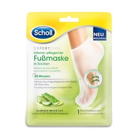 Scholl EXPERTCARE intensiv pflegende Fußmaske mit Aloe Vera – Feuchtigkeitsspendende Pflege – 1 Paar Einwegsocken