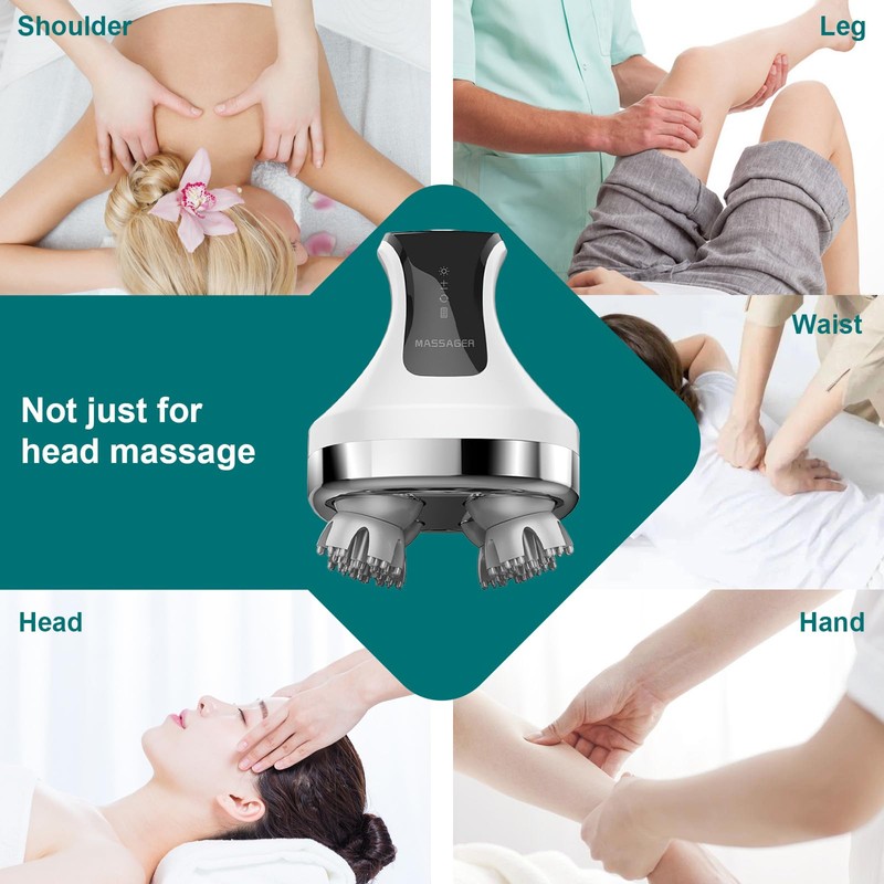 Electric scalp massager, handheld 8-head massager,84-sections, stimulates hair growth and