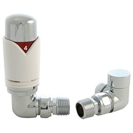 SMR Bathrooms REALM-2-CR-W Realm Modern White Thermostatic Radiator Valve (Corner TRV)