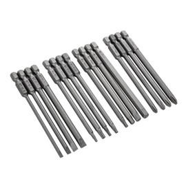 VESTTIO 4-in-1 Hex Phillips Slotted Security Torx Long Screwdriver Bits Set with Magnetic 16PCS 1/4 Inch Hex Shank 4 Inch/100 mm Length S2 Steel for Power Screwdriver Drill Impact Driver