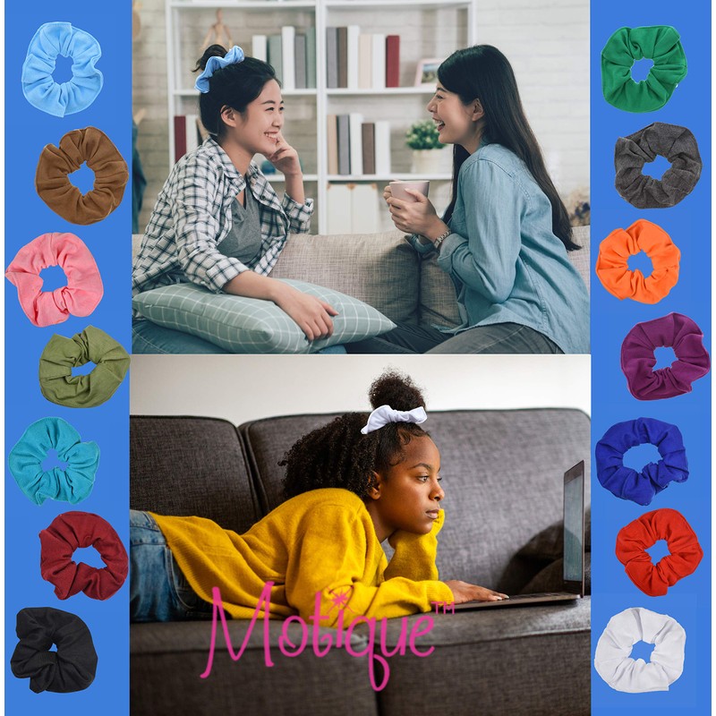 Set of 2 Large Solid Scrunchies (White)