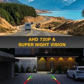 Backup Camera for Car, AHD 720P Metal Housing Rear/Side/Front View Camera for Car, 170°Wide View Angle HD Night Vision IP69 Waterproof Reverse Camera for Vehicle SUV RV Pickup, 18.5mm, 12V/24V, White