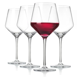 KING CRYSTAL wine glasses 4pc Wine Glassess with Long Stem Premium Crystal Wine Glasses for wedding Anniversary Christmas (560 ML)