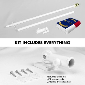 UD_G128 Combo Pack: 6 Ft Tangle Free Spinning Flagpole (White) & North Carolina Flag 3x5 Ft Embroidered 220GSM Spun Polyester, B