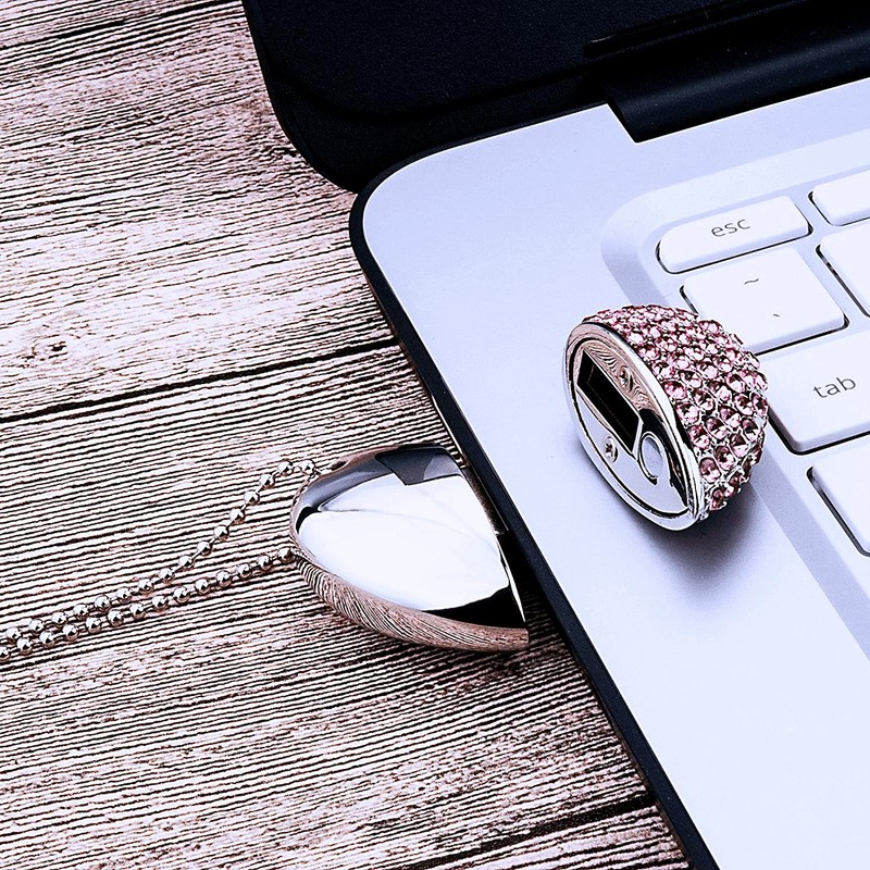 WooTeck 64GB Crystal Loving Heart Jewelry USB Flash Drive Pendrive