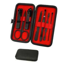 Manicure Set, Black Nail Clipper Set 7 in 1 Manicure Kit Stainless Steel Nail Clipper Kit Pedicure Kit Portable Nail Grooming Kit Fingernail Toenail Clippers for Men Boyfriend Husband Women Travel