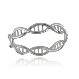 Sterling Silver DNA Molecule Double Helix Ring Band, Sizes 6-10, Science (8)