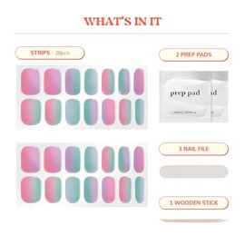heyhae Tiras de uñas de gel semicuradas Heyhae | No necesita lámpara LED | Rosa, arcoíris | Fácil de aplicar y quitar, calidad de salón | Incluye 28 t
