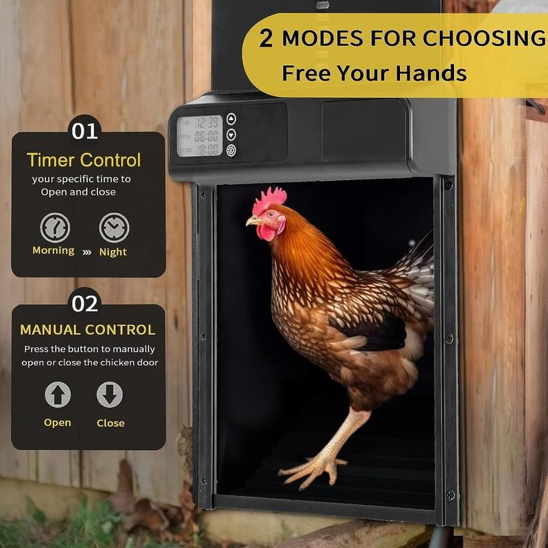 Automatic Chicken Coop Door with LCD Display | Weatherproof, Predator-Resistant,