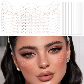 Glitter Freckles X6 + Cleaning Sticker X8，Face Glitter 【One-Second Remove】【Waterproof】【No-Stimulation】 Sparkle Freckles for Women，Pattern C