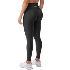 YEOREO Christiy Hidden Scrunch Butt Workout Leggings for Women Seamless High Rise V-Waistband 24" Impact Athletic Yoga Pants Tummy Control Black M