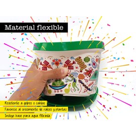 OBEN Maceta Decorativa Arte Mexicano Diseño Huichol Nayarit