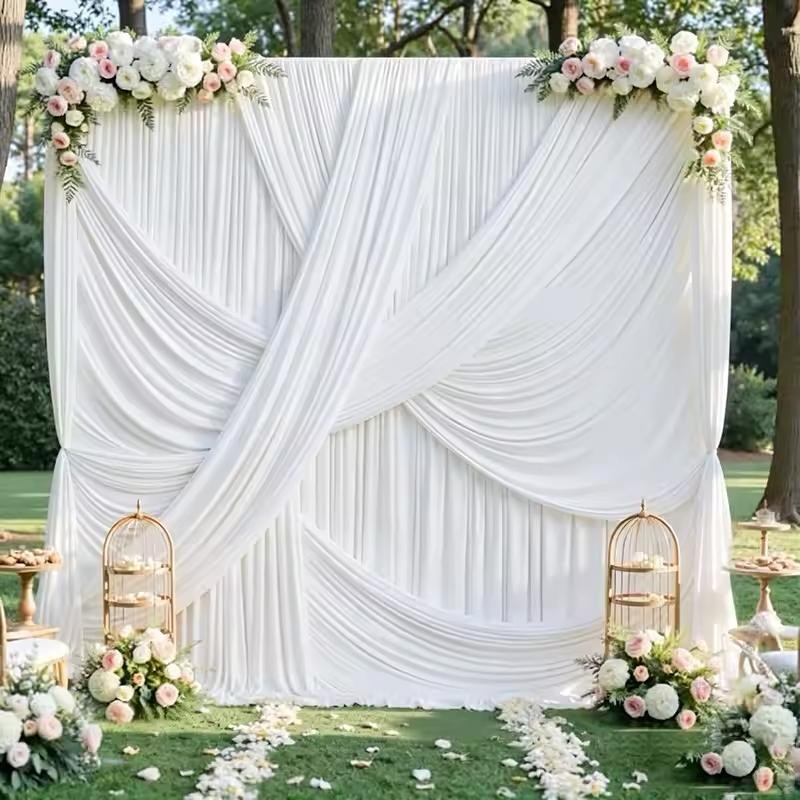 White Ceiling Drapes for Weddings and Parties – Polyester Backdrop