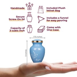 Trupoint Memorials Small Urns for Human Ashes Keepsake – Cremation Urns for Human Ashes, Mini Urns for Human Ashes, Keepsake Urns for Human Ashes, Small Urn for Ashes for Women – Small, Light Blue