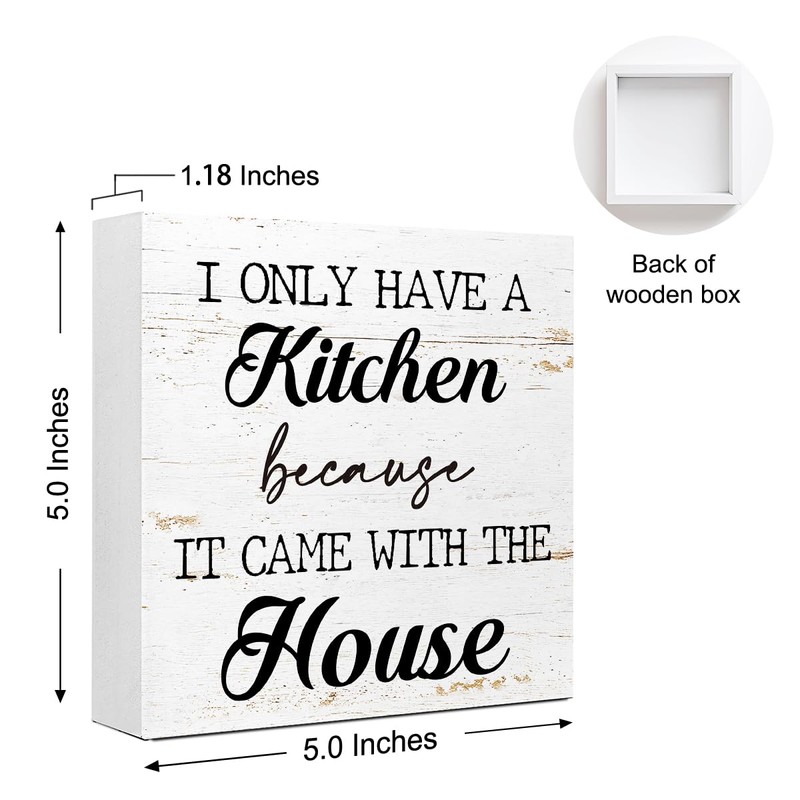 WUZYOU Funny Kitchen Wood Box Sign Table Decor, Retro I