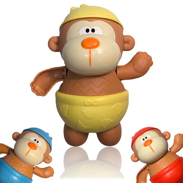 Monkey Bath Toys for Toddlers and Kids 3-5, Yellow Backstroke