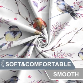 AWERT Bird Shower Curtain with Hooks Colorfur Cheery Birds on Tree Branch Shower Curtain for Bathroom Waterproof Fabric Bathroom Accessories Bathtub Decor 72x72inch