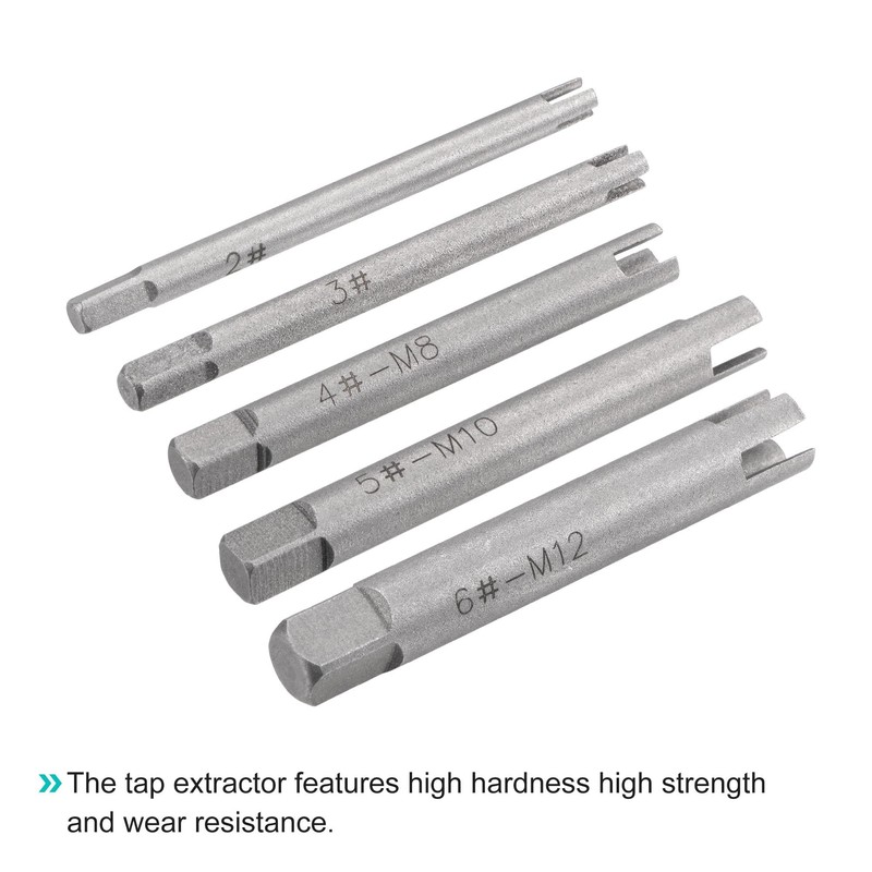 uxcell Tap Extractors Set M5-M12 / 8-10#-1/2" (Metric/Inch), 3/4 Flutes