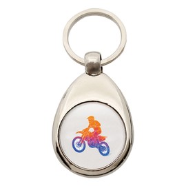 Huuraa Schlüsselanhänger Motocross bunte Silhouette Geschenk Metall Einkaufswagenchip Motocross Geschenkidee