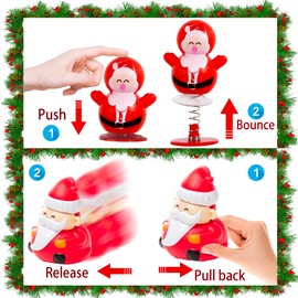 Christmas Small Pull Back Cars & Pop Up Toys,Santa Spring Launchers,Snowman Jumping Popper Toy,Bouncy Spring Toys,Xmas Party Favors Gifts for Kids Classroom Prizes,Goodie Bag Stocking Stuffers,12 PCS