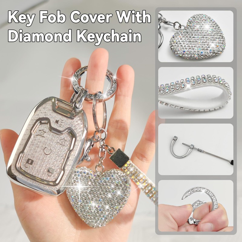 Nomiyo Key Fob Cover with Diamond, Compatible with GMC Yukon