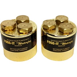 Fogg It - Boquillas de riego (2 unidades) 1/4 GPM - Volumen superfino | Diseñado para rociar plántulas delicadas o para elevar la humedad alrededor de plantas marchitas. Fabricado en los Estados Unidos de latón macizo