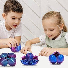 Gear Ball Fidget Toy, 3D Printed Gear Ball Gear Sphere Cube Fidget Toy Steampunk Whirling Wonder Fidget Helix Screw Fidget Toy Sensory Toys Stress Relief Toy Gift for Kids and Adults