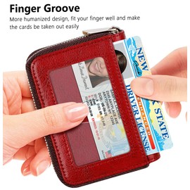 FurArt Credit Card Wallet, Zipper Card Cases Holder for Men Women, RFID Blocking, Keychain Wallet, Compact Size