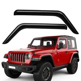 Lightronic Extra Durable Outside-Mount Auto Vent Window Visor, Fits 2018-2025 Jeep Wrangler JL (2-Door), 2020-2025 Jeep Gladiator, UV-Protect Rain Guard, Original Wind Deflector, Dark Smoke, 2-Pcs