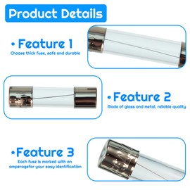 VIBICCK 24values390 Pieces Fast Burning Glass Fuse Combination kit 250V 0.5A 1A 2A 3A 4A 5A 8A 10A 15A 25A 5x20mm&6x30mm Glass fuses
