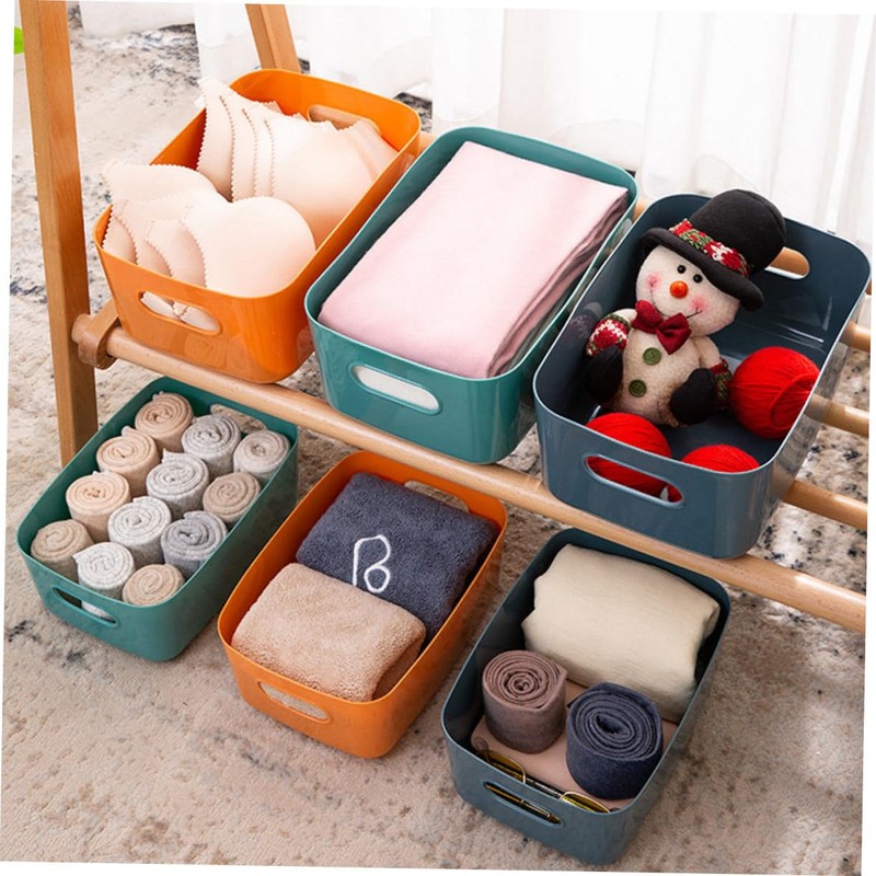 CHILDWEET 6PCS Plastic Storage Boxes Lids Multi-purpose Desk Organizers for