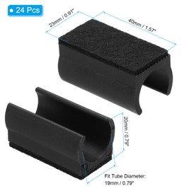 PATIKIL 24pcs Rectangle Chair Leg Cover with Felt Pad, 19mm Slide Smoothly No Scratches No Noise Furniture Feet Hardwood Protectors Tips Floor Glides Tubing Caps for Office,Black Black