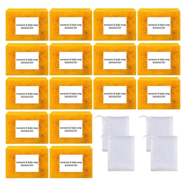 Lemon & Turmeric Soap Bar, 16pcs/set Moisturizing Kojic Body Wash