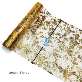 1 Roll 3 Yards Gold Table Runner 29CM Glitter Foil Metallic Mesh Table Runner Roll For Party Wedding Birthday Decor